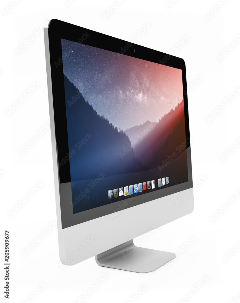 Wall mural modern computer screen on white background 3d rendering