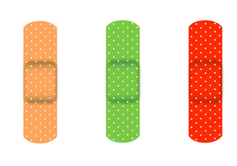 curitas para heridas de colores/ ban aids, colorful, pack of three colors
