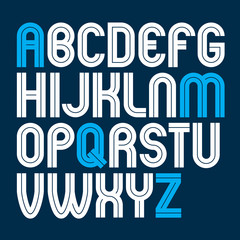 Vector capital bold English alphabet letters made with white lines, best for use in corporate logotype design