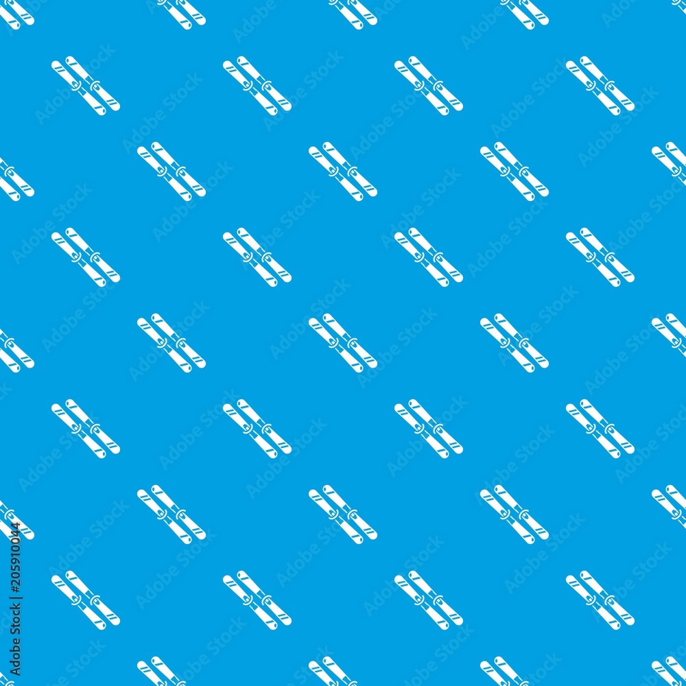 Poster skiing pattern vector seamless blue repeat for any use