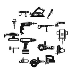 Electric tools icons set. Simple illustration of 16 electric tools vector icons for web