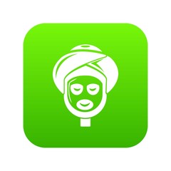 Facial spa treatment icon green vector isolated on white background
