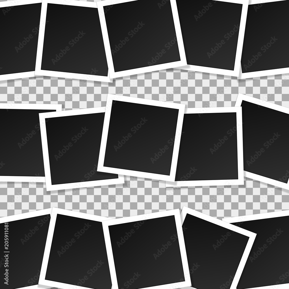 Wall mural set of square vector photo frames. collage of realistic frames isolated on transparent background. t