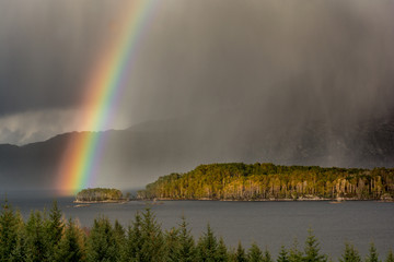 Rainbow & cloud burst, Loch Maree, Scotland