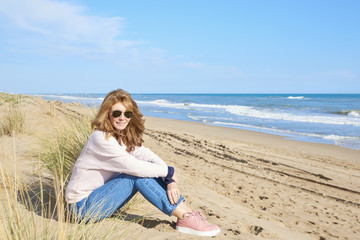 Woman relaxing at the beach