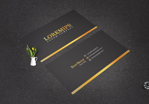 Business Card Layout with Yellow Gradient Accents