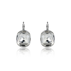 Pair of diamond earrings isolated on white