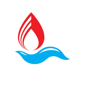 Combination of water and fire elements abstract logo, nature power.