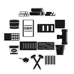 Building materials icons set. Simple illustration of 16 building materials vector icons for web