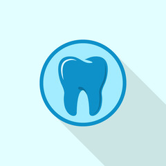 Tooth on circle logo icon. Flat illustration of tooth on circle vector logo icon for web design