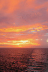 Naklejka na ściany i meble Dawn in ocean. Caribbean Sea, Santo Domingo, Dominican Republic