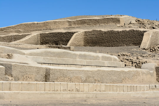 Adobe pyramid at Cahuachi, the main ceremonial center of Nazca culture, Peru