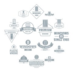 Fototapeta na wymiar Window construction logo icons set. Simple illustration of 16 window construction logo vector icons for web