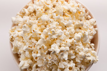 Popcorn texture, closeup of fluffy maise bucket