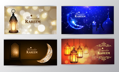 Fototapeta na wymiar Ramadan Kareem greeting card banners set