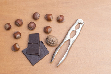 Fototapeta na wymiar Hazelnut and walnut chocolate