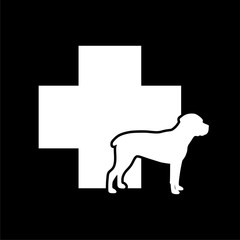 Veterinary icon with medicine symbol, Dog icon on dark background
