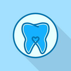 Heart on tooth logo icon. Flat illustration of heart on tooth vector logo icon for web design
