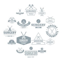 Fototapeta na wymiar Surgery tools logo icons set. Simple illustration of 16 surgery tools logo vector icons for web