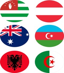Vector illustration set of flags with names.