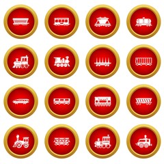Railway carriage icons set. Simple illustration of 16 railway carriage vector icons for web