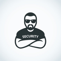 Security man icon. Bouncer in sunglasses