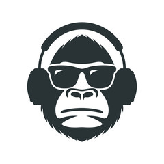 Monkey in sunglasses and headphones mascot