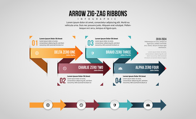 Arrow Zig-Zag Ribbons Infographic
