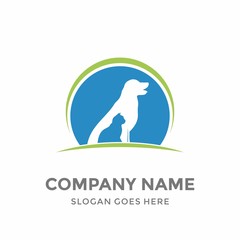Circle Protection Animal Pet Care Veterinary Clinic Friends Safety Silhouette Grapic Love Circle Modern Healthcare Dog Cat Logo Icon Vector Design Template
