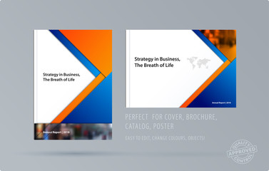 Abstract double-page brochure material design style with colourful layers for branding. Business vector presentation broadside.