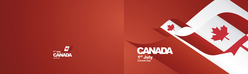 Independence Day Canada flag ribbon two fold landscape background