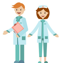 Fototapeta premium Doctors inviting clients to the clinic