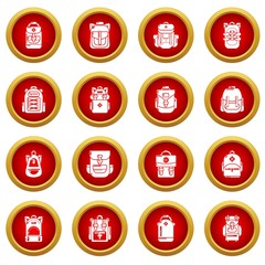 Backpack icons set. Simple illustration of 16 backpack vector icons for web