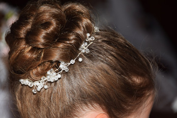 wreath of flowers on her hair girl, Holy Communion