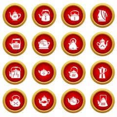 Teapot sport icons set. Simple illustration of 16 teapot vector icons for web