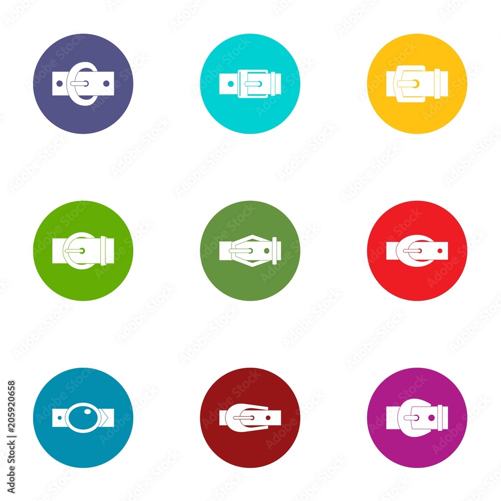 Poster belt icons set. flat set of 9 belt vector icons for web isolated on white background