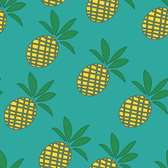 Tropical Pineapples Background - Seamless Pattern - Trendy Summer Simple vector symbol for web site design - minimalism