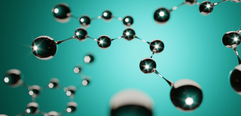 3d illustration. Model of dopamine serotonin molecule, Hormone of Happiness.