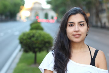 Ethnic woman outdoors close up