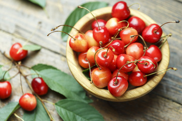ripe sweet cherry in a plate