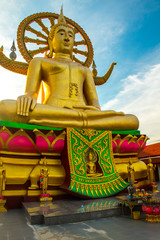 Big Buddha statue at Wat Phra Yai temple the morning on Koh Samui Island in Thailand