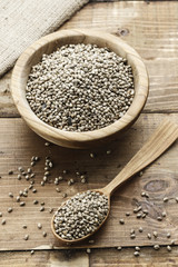 cannabis seeds in a plate and spoon