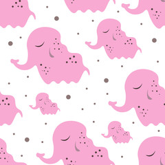 4641189 Cute seamless childish pattern for kids in scandinavian style with elephant.