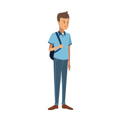 Young man student cartoon vector illustration graphic design