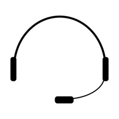 A black and white silhouette of a headset