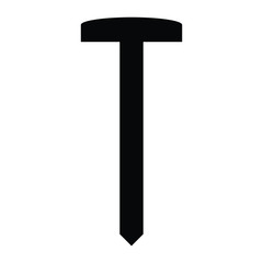 A black and white silhouette of a nail