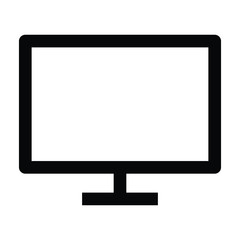 A black and white silhouette of a computer monitor