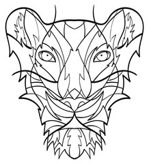 Lion's Head in the form of a stylized tattoo 