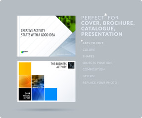 Material design style presentation template with colourful rectangles shadows. Abstract vector set of modern horizontal banners