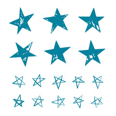 Vector set of hand drawn stars.